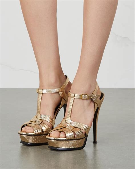 ysl tribute sandals pale gold|celebrities wearing ysl tribute sandals.